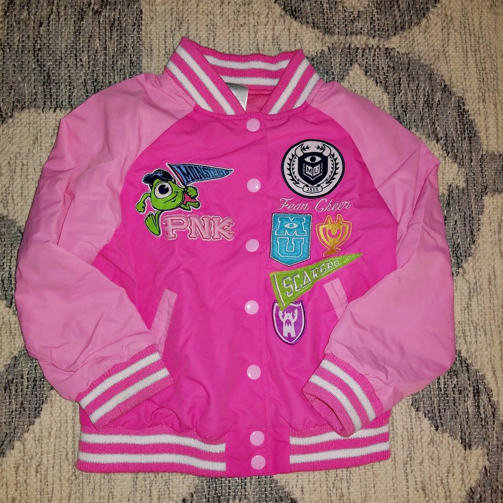 Monsters Inc Disney Store Pink Varsity Jacket.